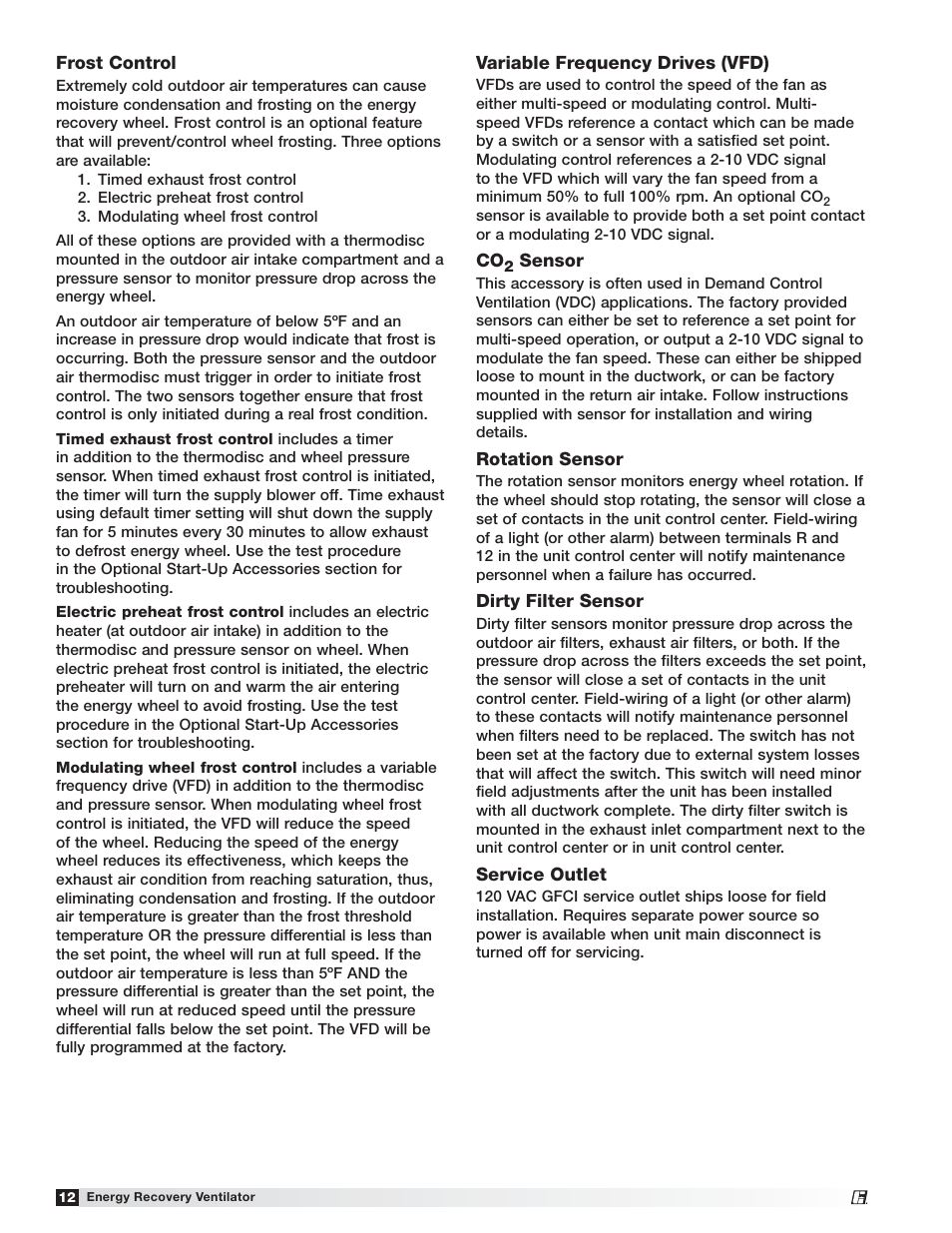 Greenheck Fan Energy Recovery Ventilator ERVe User Manual | Page 12 / 28