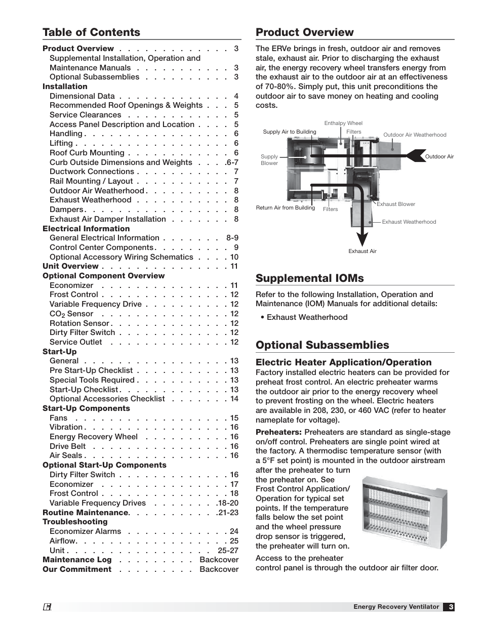 Greenheck Fan Energy Recovery Ventilator ERVe User Manual | Page 3 / 28