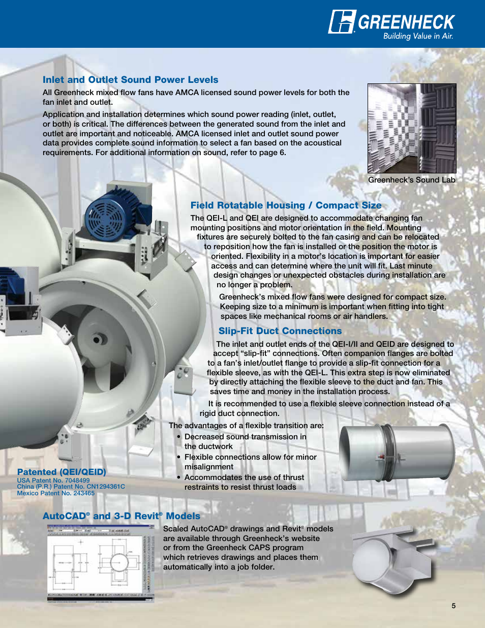 Greenheck Fan Mixed Flow Fans Belt and Direct Drive QEI-L User Manual | Page 5 / 52