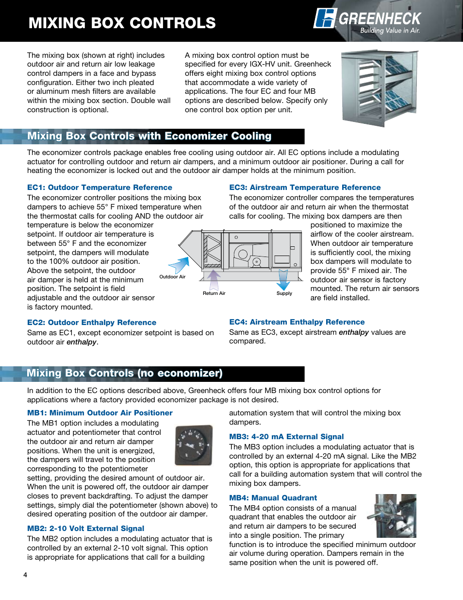 Mixing box controls | Greenheck Fan IGX-HV User Manual | Page 4 / 8