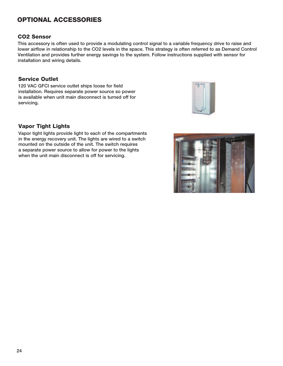 Optional accessories | Greenheck Fan HEAT RECOVERY UNIT WITH EVAPORATIVE COOLING HRE-20 User Manual | Page 24 / 44