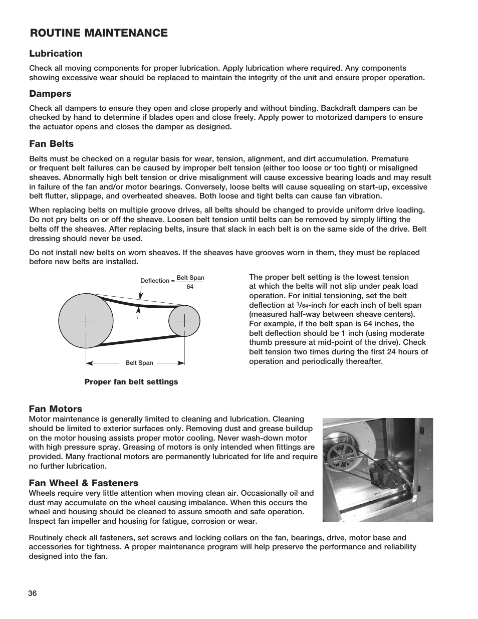 Routine maintenance | Greenheck Fan HEAT RECOVERY UNIT WITH EVAPORATIVE COOLING HRE-20 User Manual | Page 36 / 44