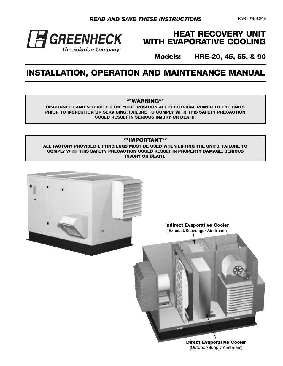 Greenheck Fan HRE-20 User Manual | 24 pages