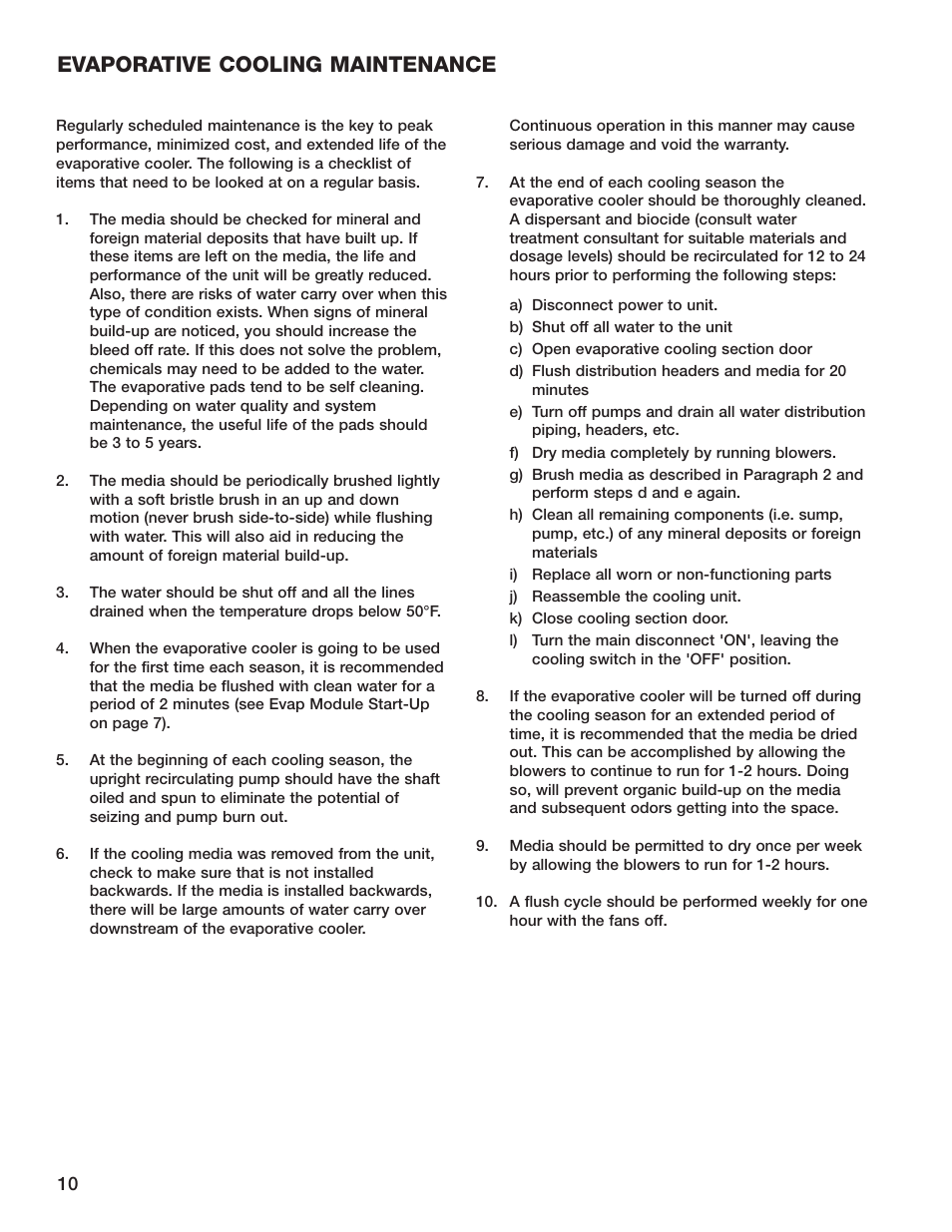 Evaporative cooling maintenance | Greenheck Fan HRE-20 User Manual | Page 10 / 24