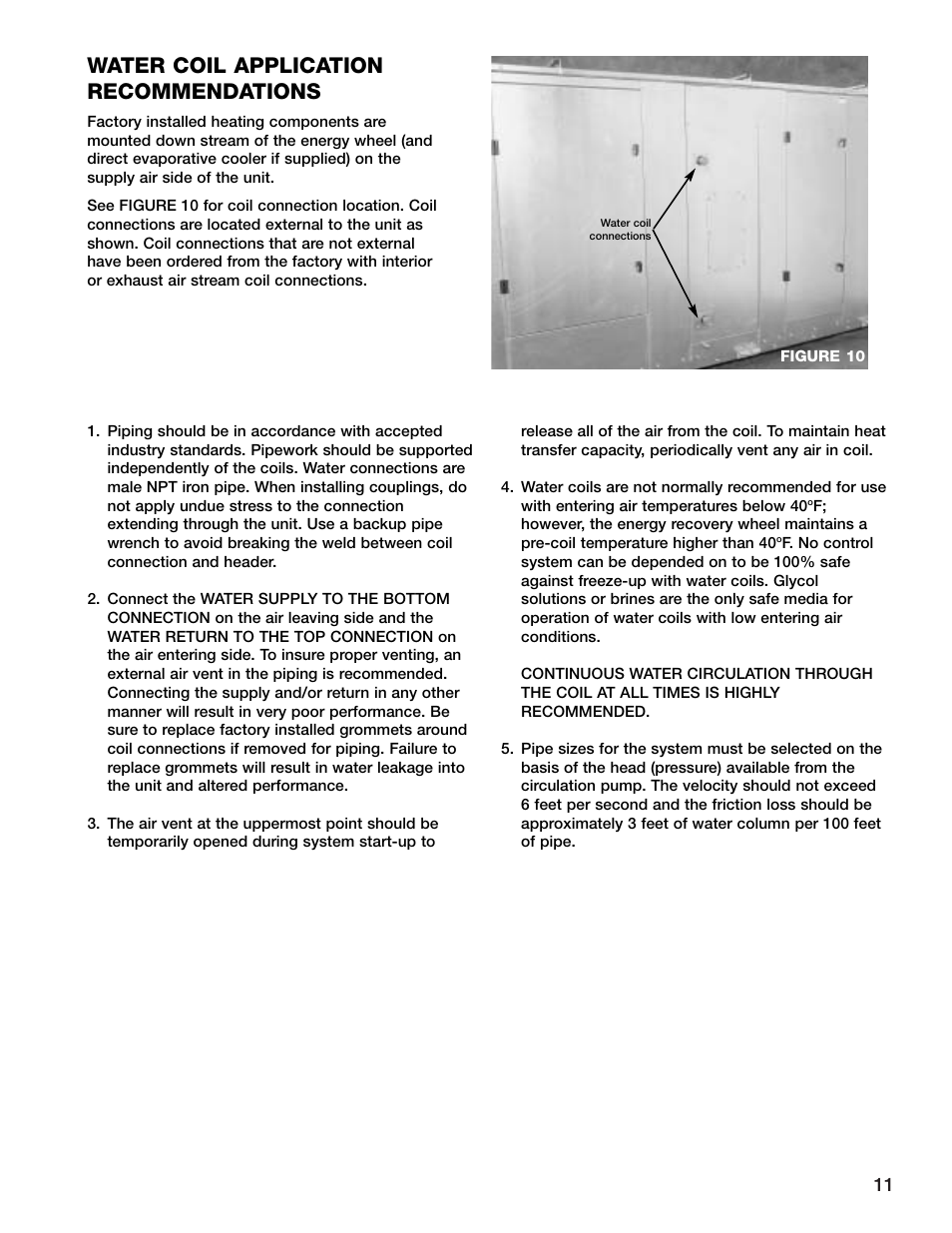 Water coil application recommendations | Greenheck Fan HRE-20 User Manual | Page 11 / 24