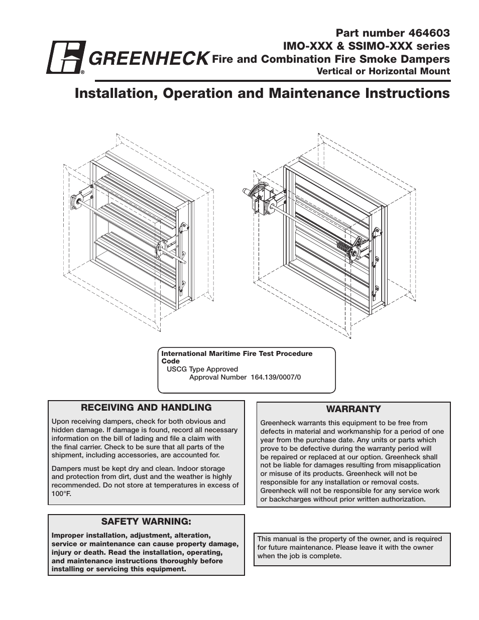 Greenheck Fan IMO-XXX User Manual | 4 pages
