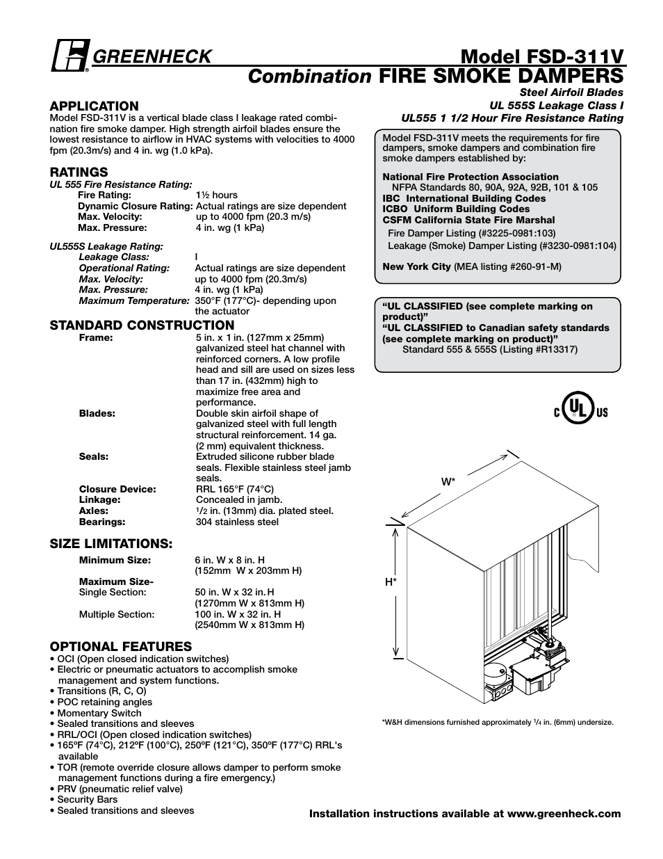 Greenheck Fan Steel Airfoil Blades FSD-311V User Manual | 6 pages