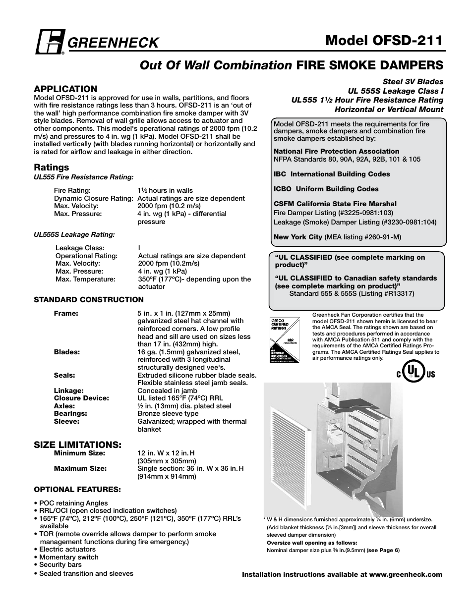 Greenheck Fan OFSD-211 User Manual | 6 pages