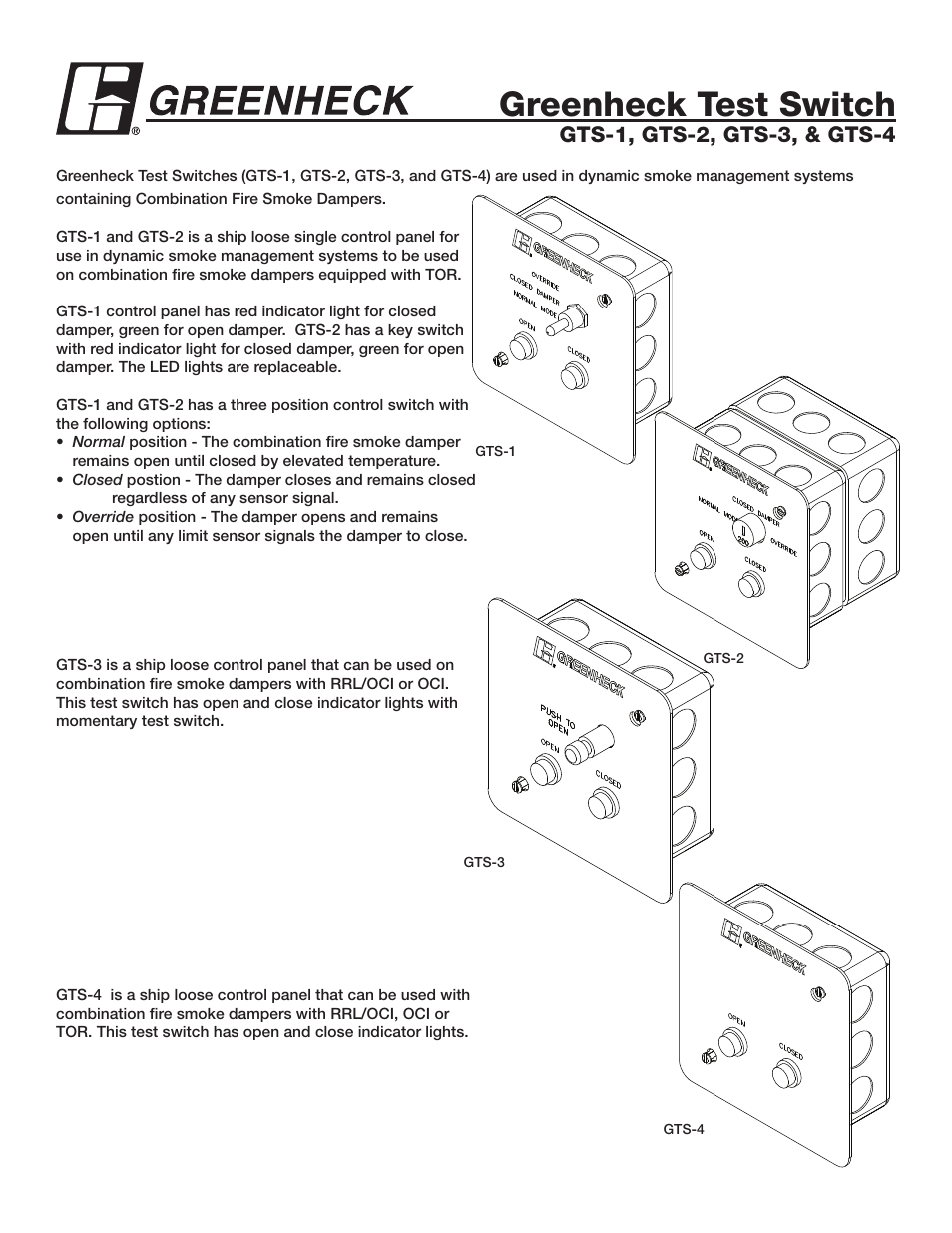 Greenheck Fan GTS-4 User Manual | 2 pages