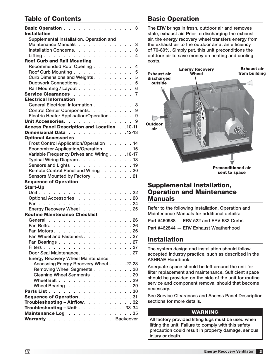 Greenheck Fan 455924 ERV-522 User Manual | Page 3 / 36