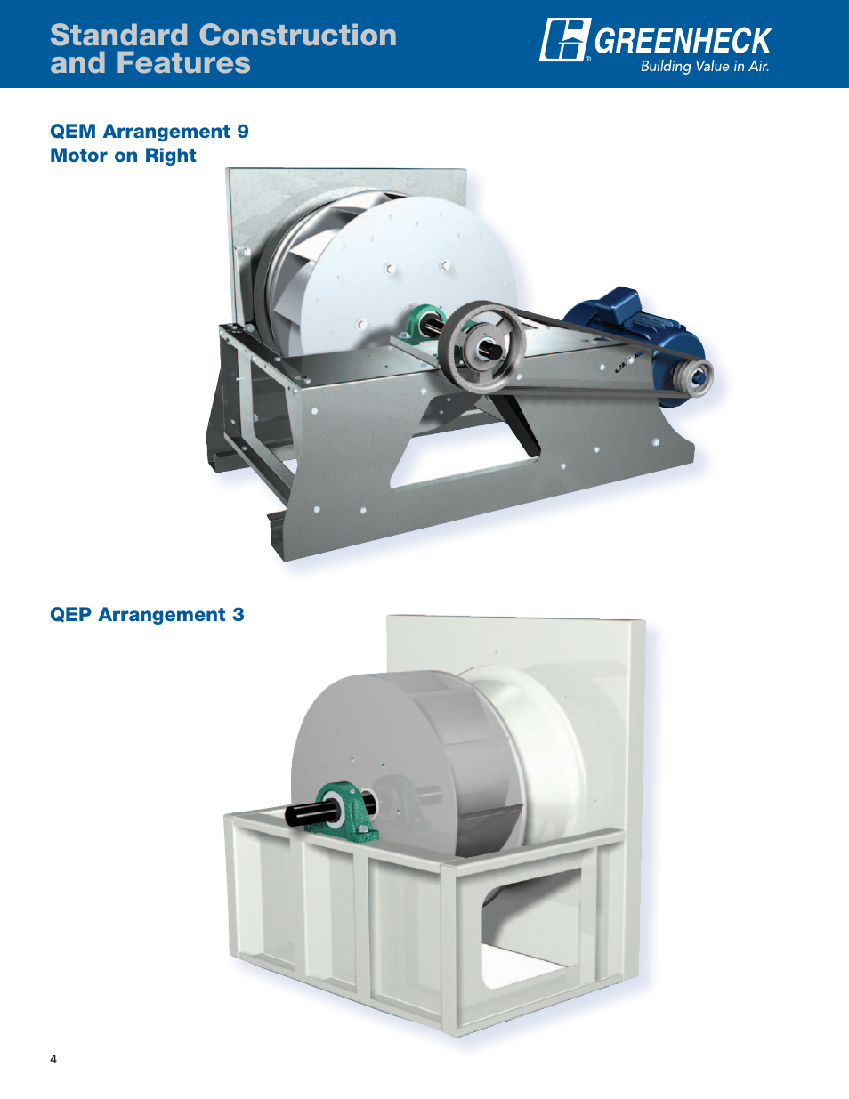 Standard construction and features | Greenheck Fan QEP User Manual | Page 4 / 36