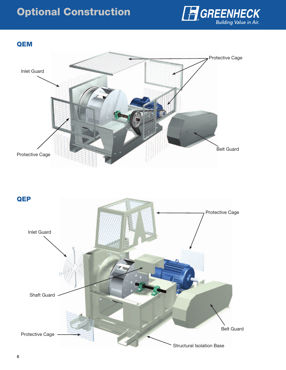 Optional construction, Qep qem | Greenheck Fan QEP User Manual | Page 6 / 36