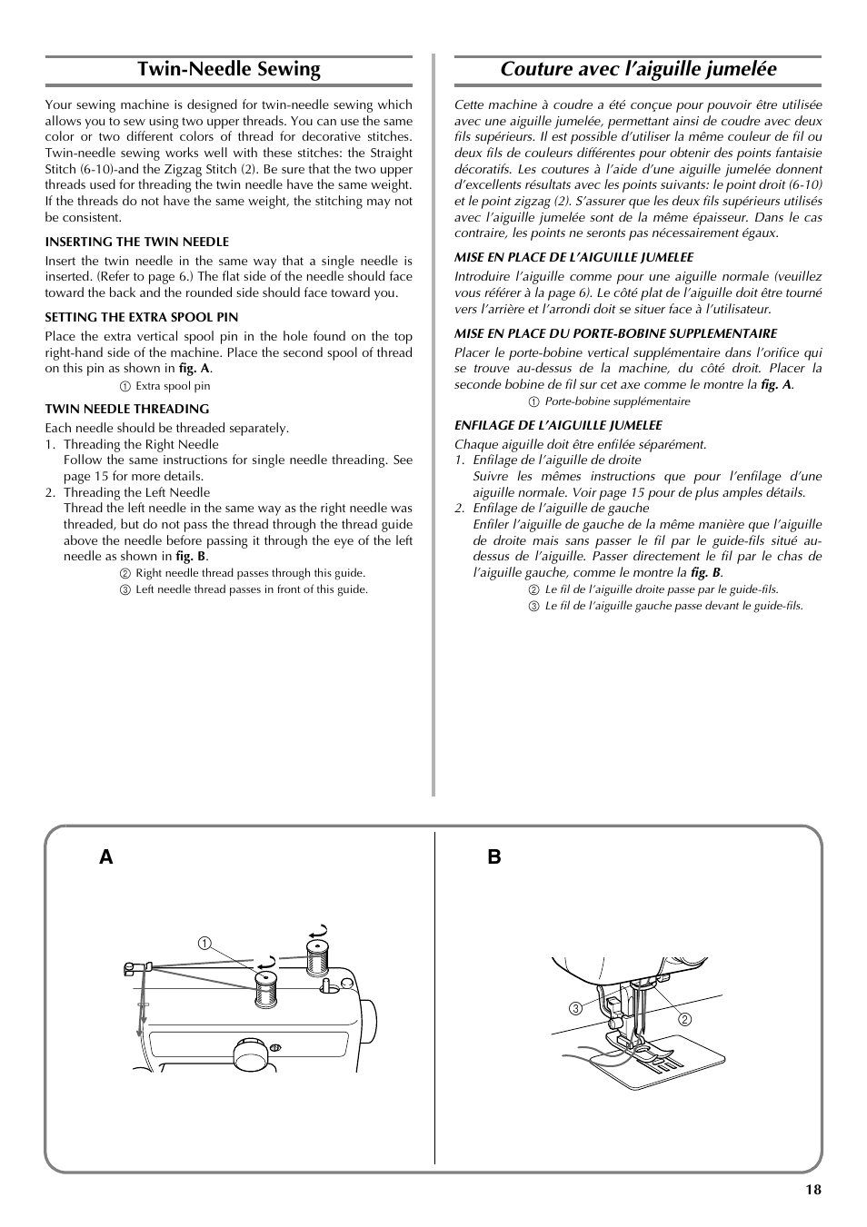 Twin-needle sewing, Couture avec l’aiguille jumelée | Brother LS 2125 User Manual | Page 27 / 67