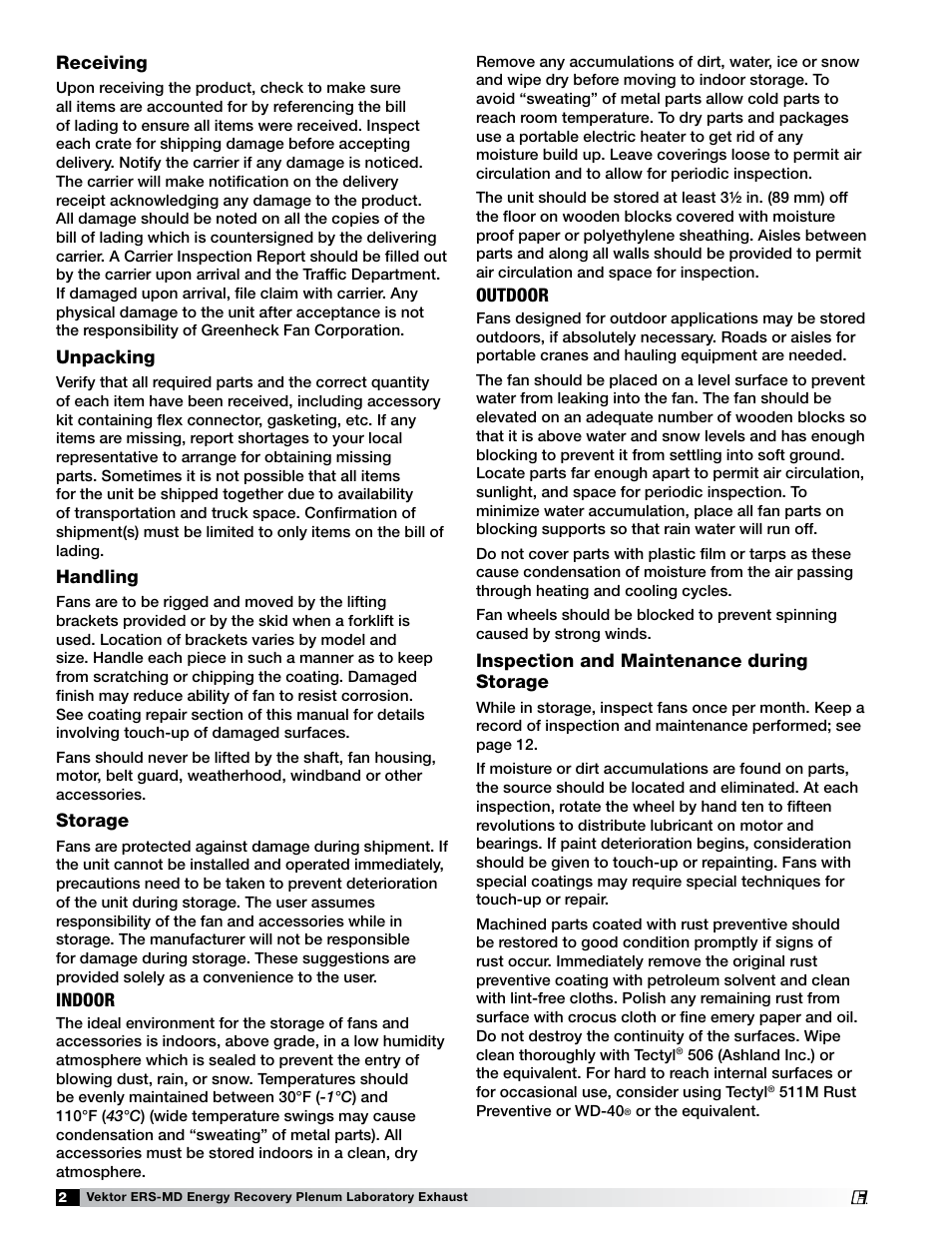 Greenheck Fan Vektor-ERS Energy Recovery Plenum Laboratory Exhaust 474118 User Manual | Page 2 / 12