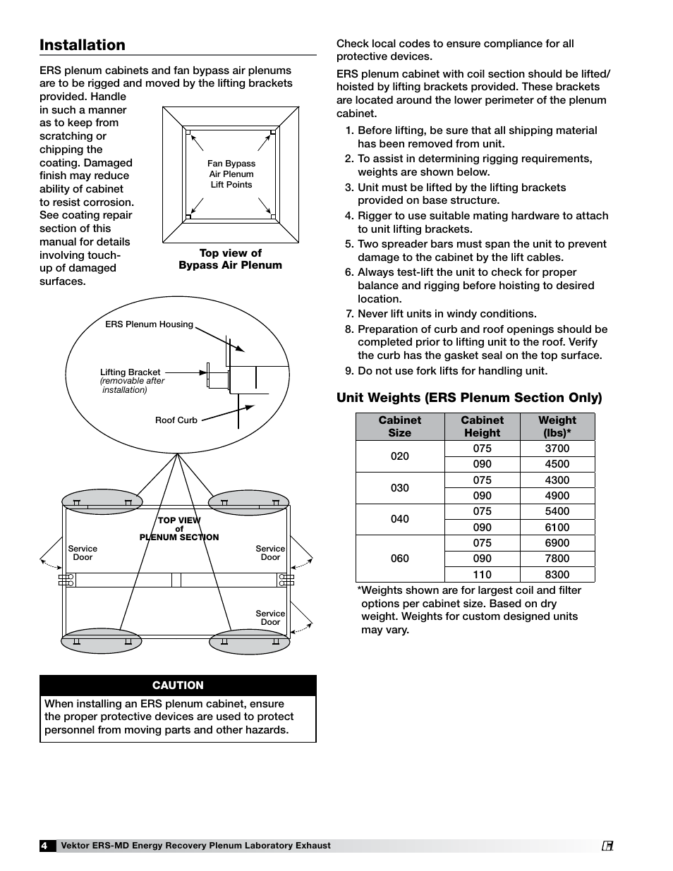 Installation | Greenheck Fan Vektor-ERS Energy Recovery Plenum Laboratory Exhaust 474118 User Manual | Page 4 / 12