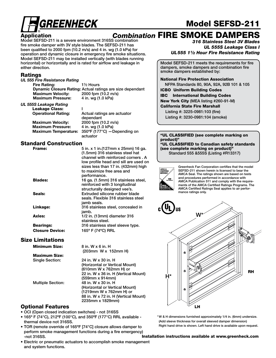 Greenheck Fan Stainless Steel 3V Blades SEFSD-211 User Manual | 7 pages