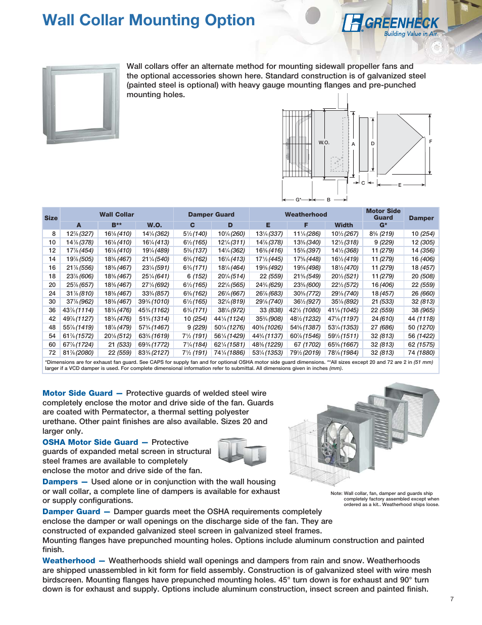 Wall collar mounting option | Greenheck Fan SE1 User Manual | Page 7 / 40