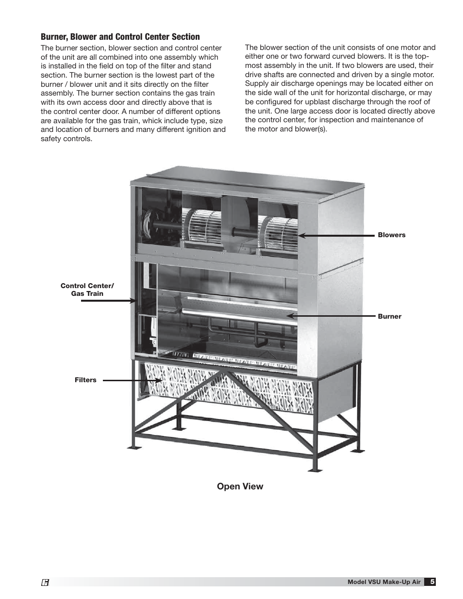 Open view | Greenheck Fan VSU Make-Up Air Unit with Direct-Fired Gas Heater 470654 User Manual | Page 5 / 36