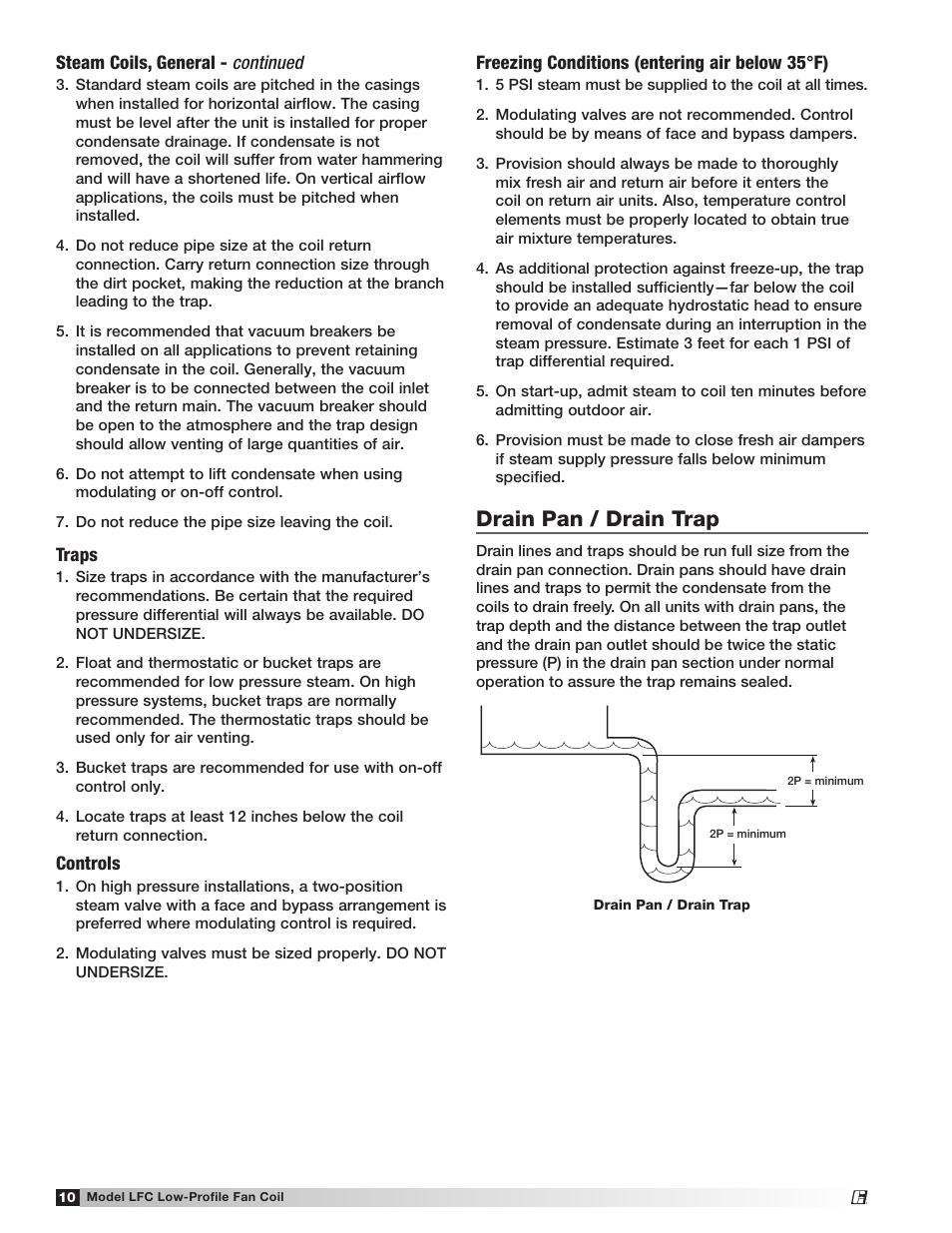 Drain pan / drain trap | Greenheck Fan Low-Profile Fan Coil LFC User Manual | Page 10 / 16