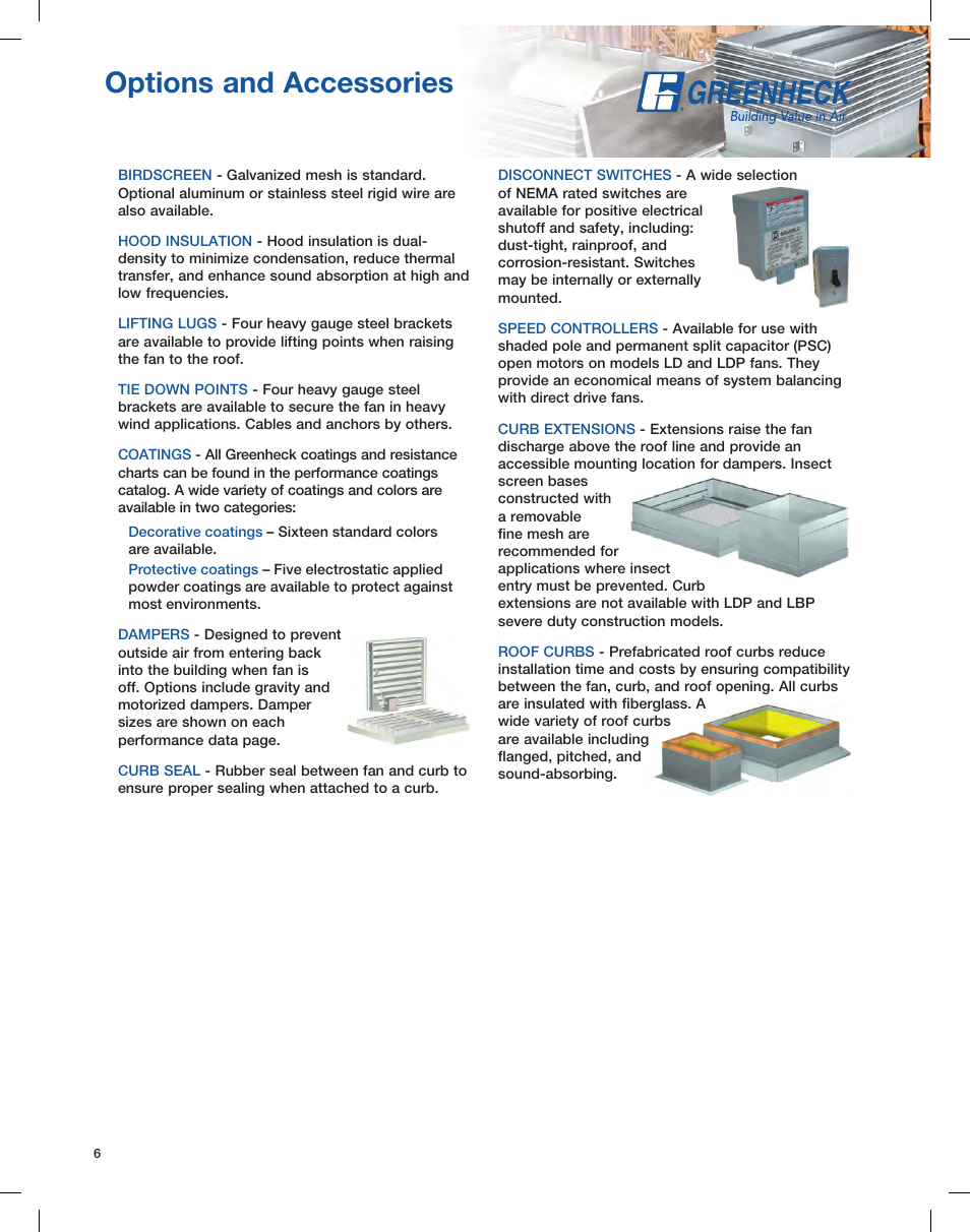 Options and accessories | Greenheck Fan Series L User Manual | Page 6 / 24