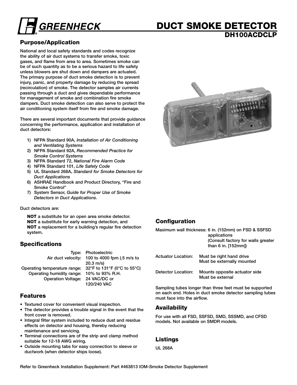 Greenheck Fan DH100ACDCLP User Manual | 8 pages