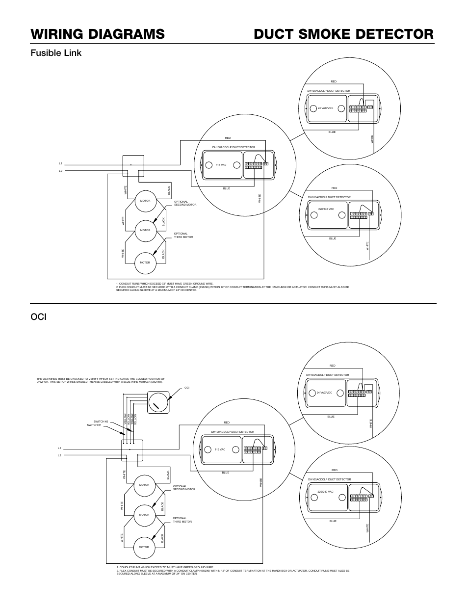 Duct smoke detector wiring diagrams, Fusible link | Greenheck Fan DH100ACDCLP User Manual | Page 4 / 8