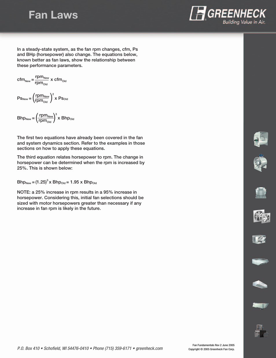 Fan laws | Greenheck Fan Greenheck 240XP-CUb User Manual | Page 24 / 24