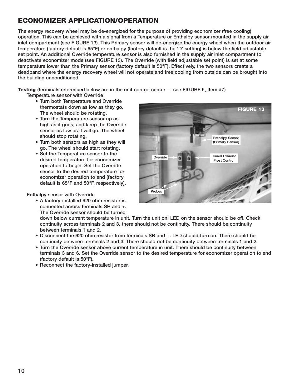 Economizer application/operation | Greenheck Fan Energy Recovery Unit With Heating ERH-55 User Manual | Page 10 / 20