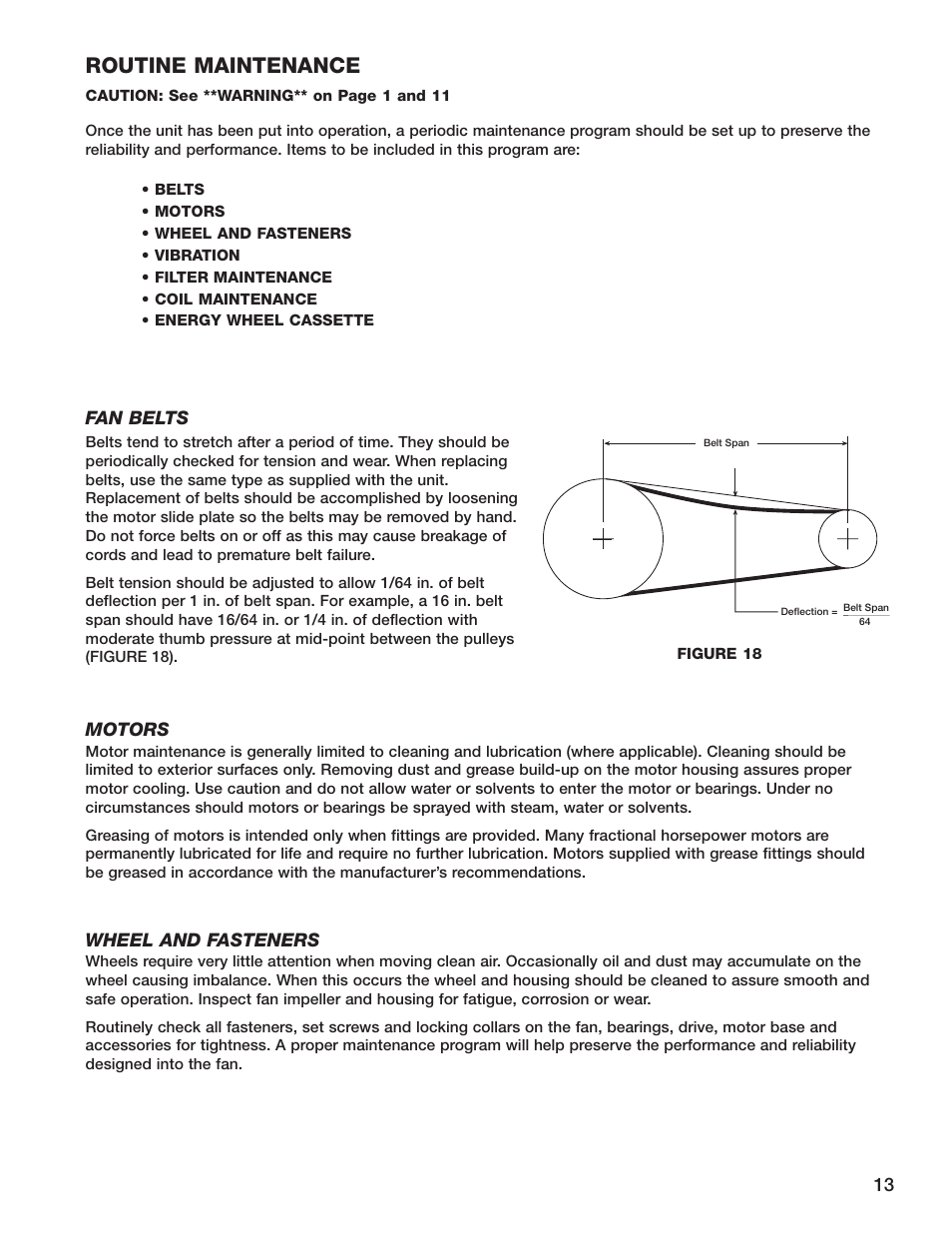 Routine maintenance | Greenheck Fan Energy Recovery Unit With Heating ERH-55 User Manual | Page 13 / 20