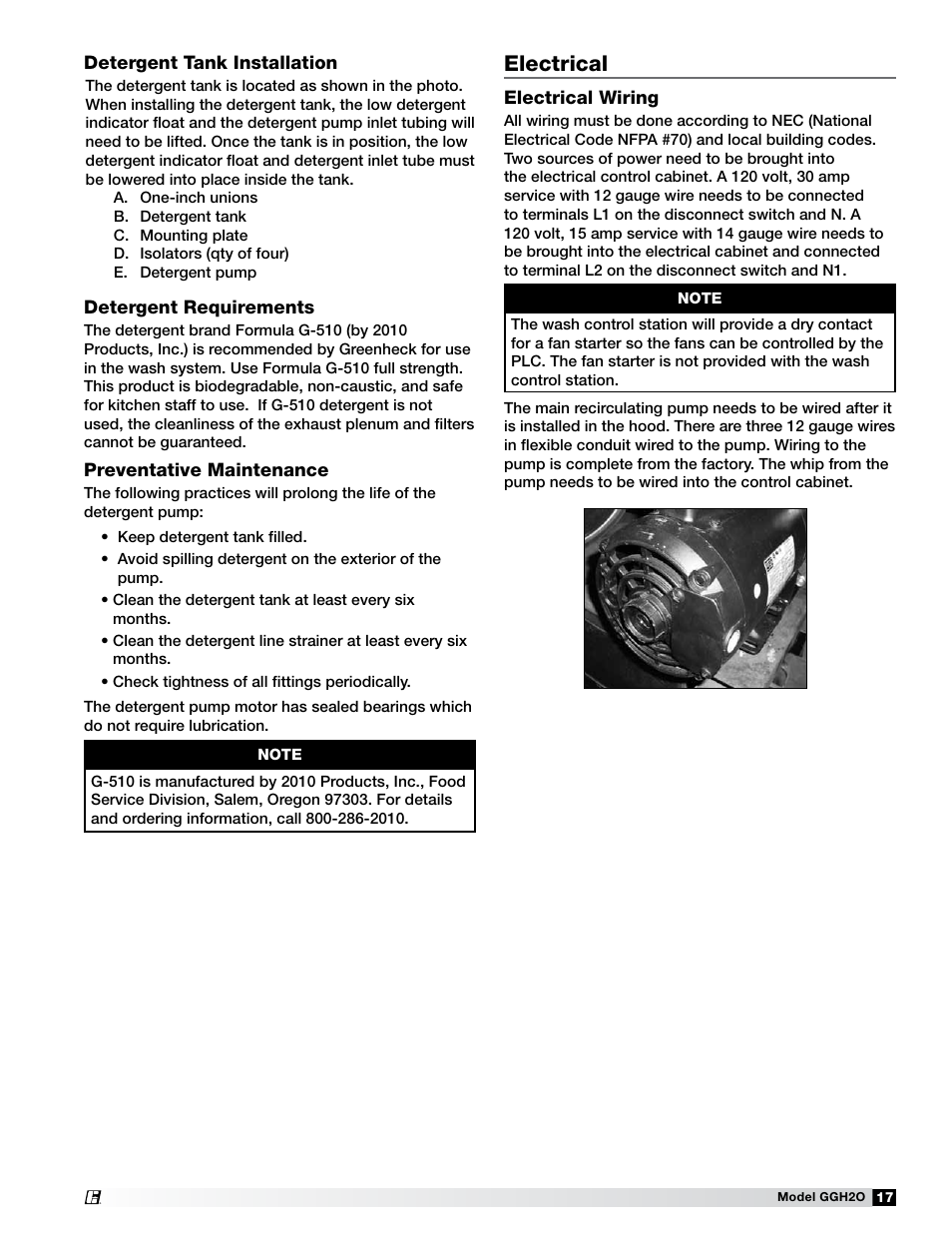 Electrical | Greenheck Fan Grease Grabber H2O Auto-Cleaning Hood GGH20 User Manual | Page 17 / 28