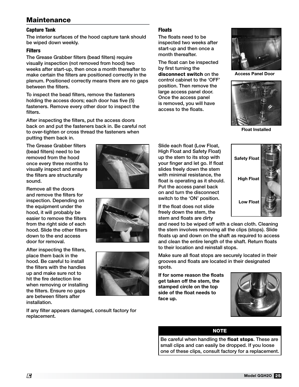 Maintenance | Greenheck Fan Grease Grabber H2O Auto-Cleaning Hood GGH20 User Manual | Page 25 / 28