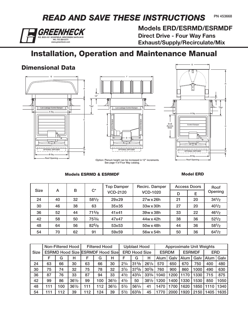 Greenheck Fan ERD User Manual | 4 pages