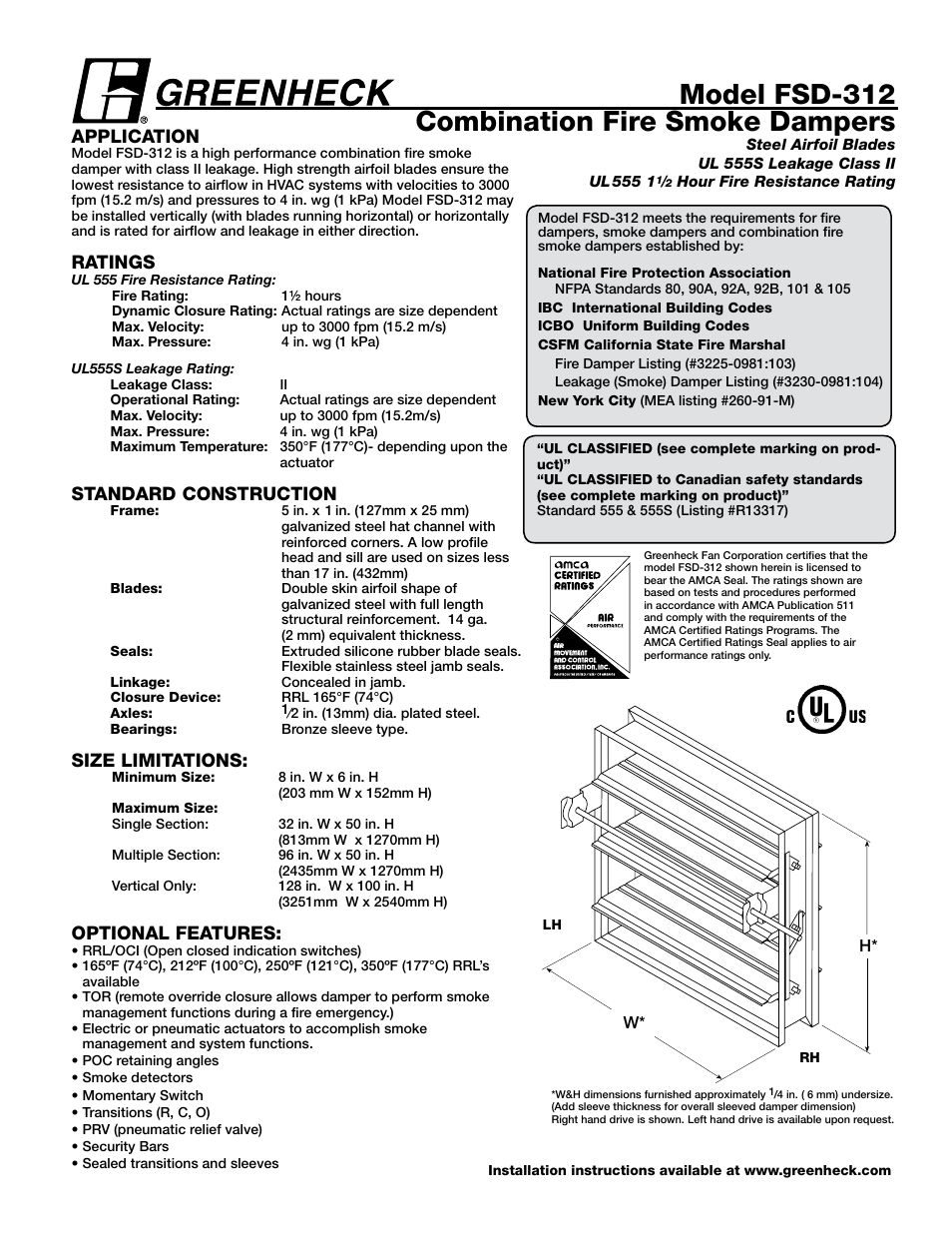 Greenheck Fan FSD-312 User Manual | 7 pages