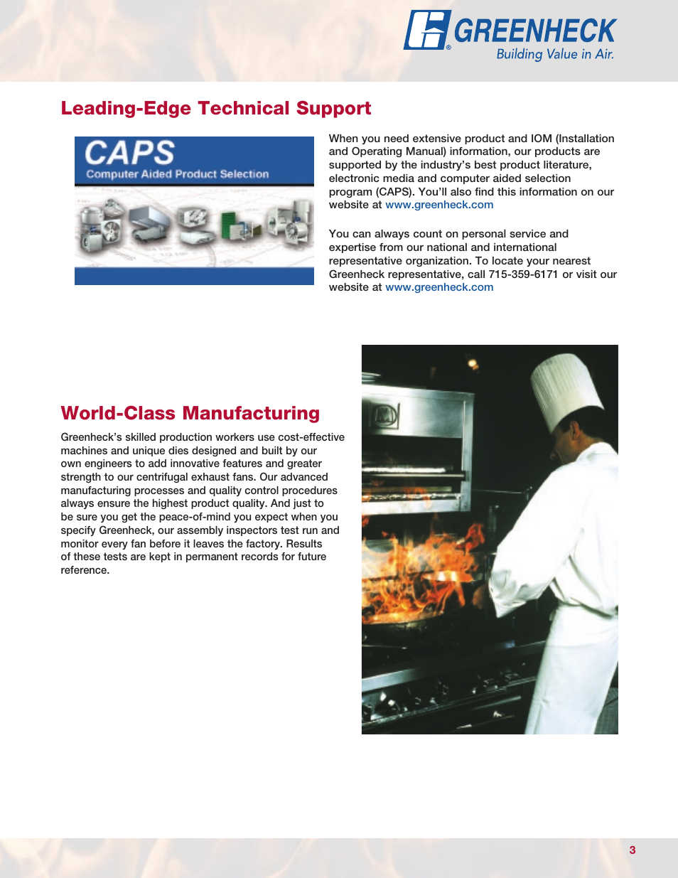 World-class manufacturing, Leading-edge technical support | Greenheck Fan USGF User Manual | Page 3 / 20