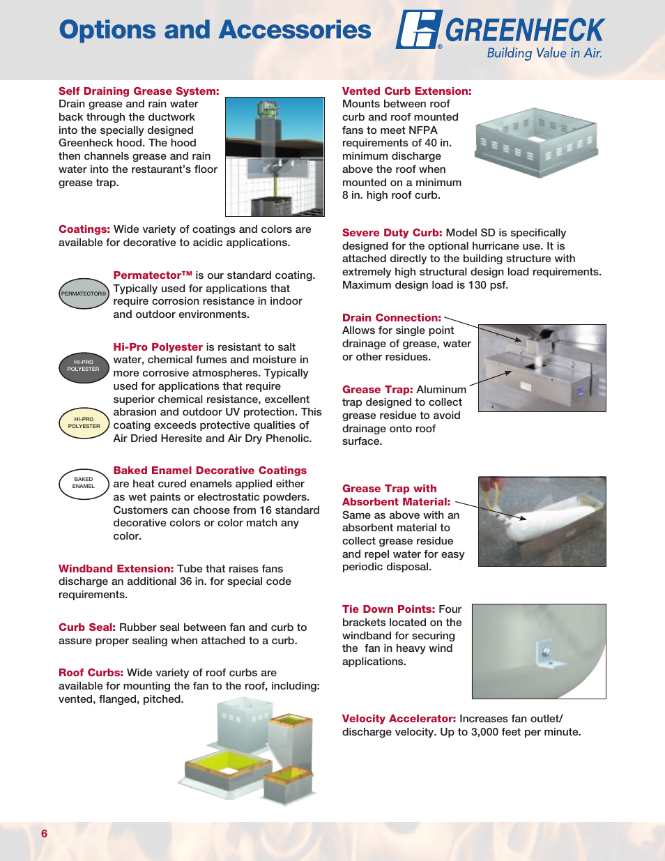 Options and accessories | Greenheck Fan USGF User Manual | Page 6 / 20