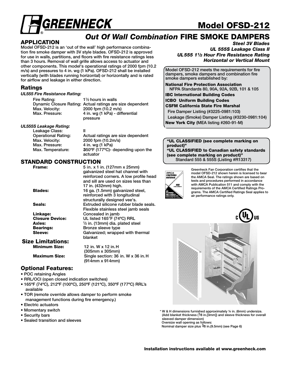 Greenheck Fan Steel 3V Blades OFSD-212 User Manual | 6 pages