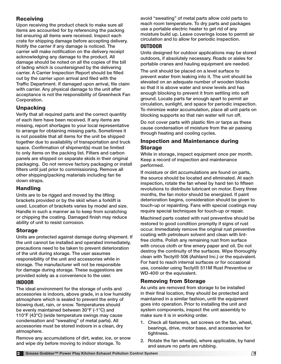Greenheck Fan Grease Grabber Power Play Kitchen Exhaust Pollution Control System 474754 User Manual | Page 2 / 16