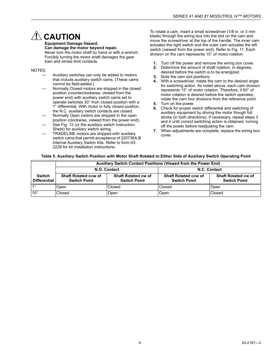 Caution | Greenheck Fan Modutrol IV Motors 81 User Manual | Page 9 / 12