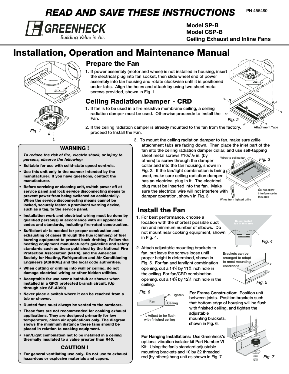 Greenheck Fan SP-B User Manual | 2 pages
