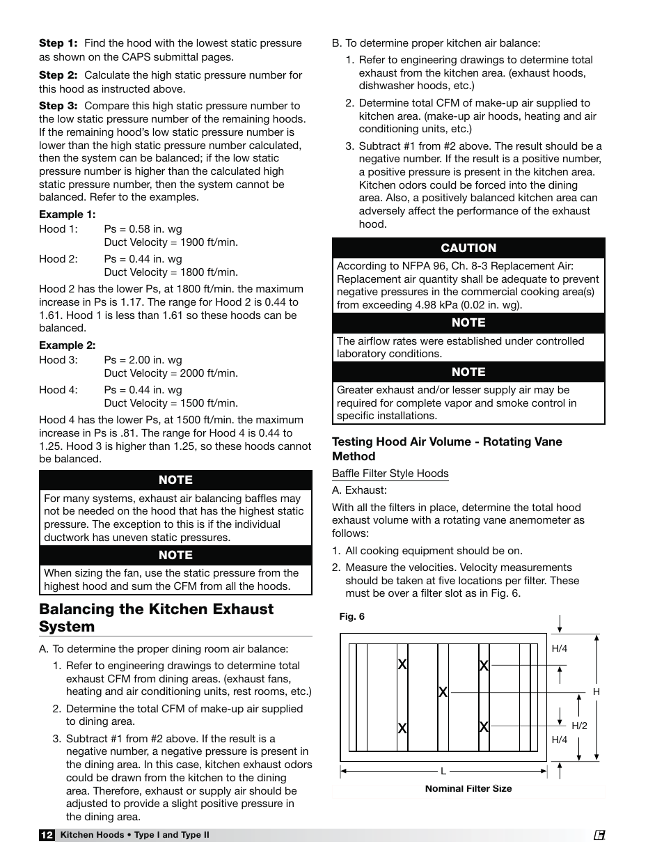 Balancing the kitchen exhaust system | Greenheck Fan Canopy Type Kitchen Hoods 452413 User Manual | Page 12 / 32