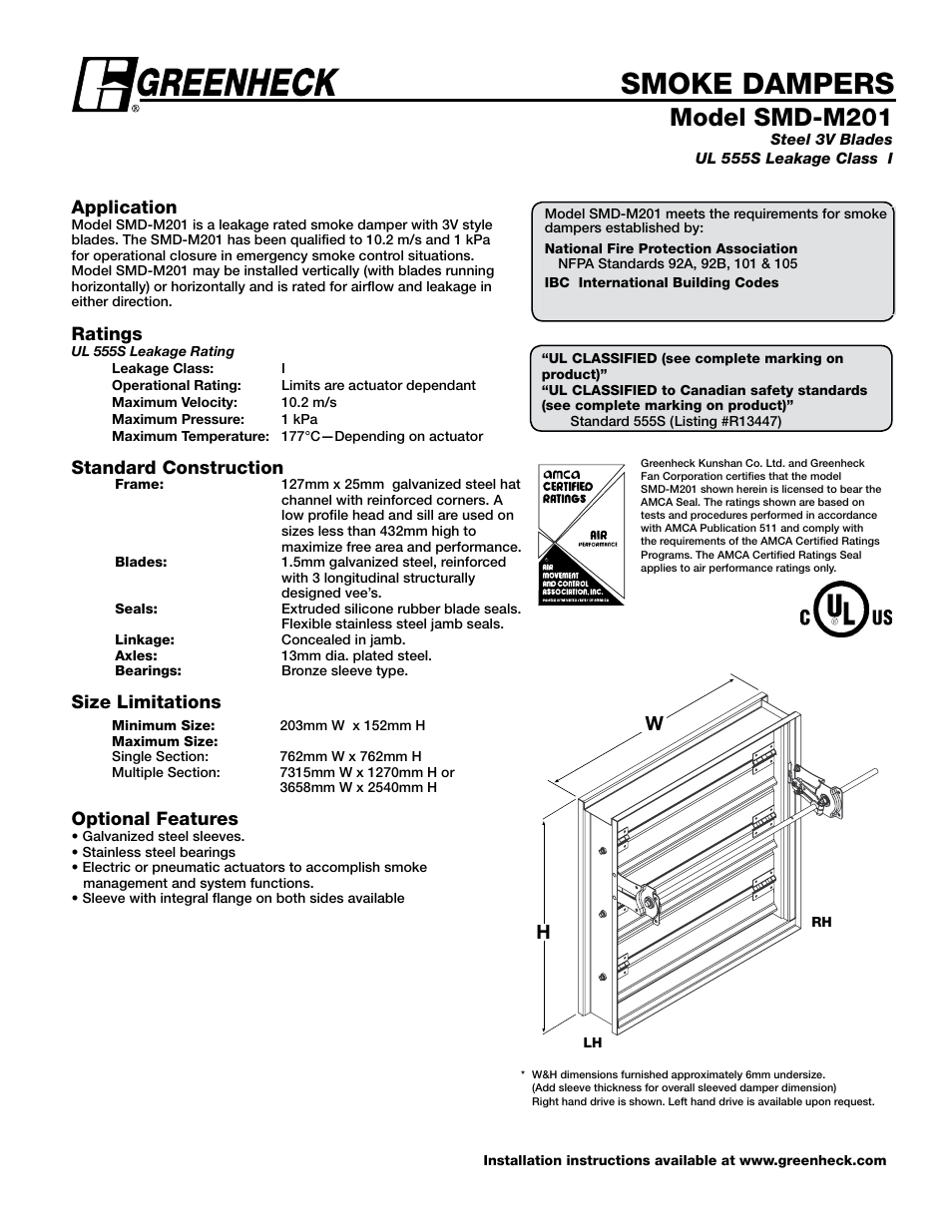 Greenheck Fan Stainless Steel 3V Blade SSSMD-201 User Manual | 6 pages