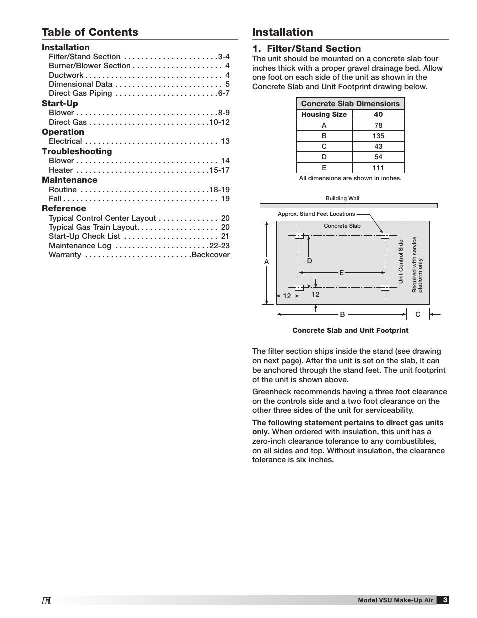 Greenheck Fan Make-Up Air Unit VSU User Manual | Page 3 / 24