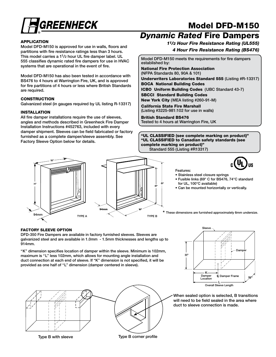 Greenheck Fan DFD-M150 User Manual | 3 pages