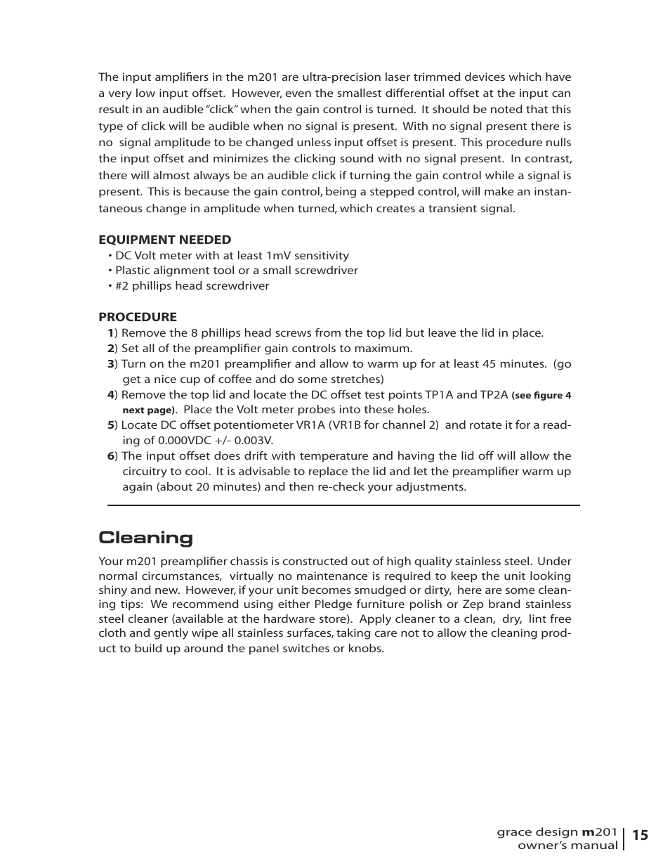 Cleaning | Grace Digital M201 User Manual | Page 15 / 20