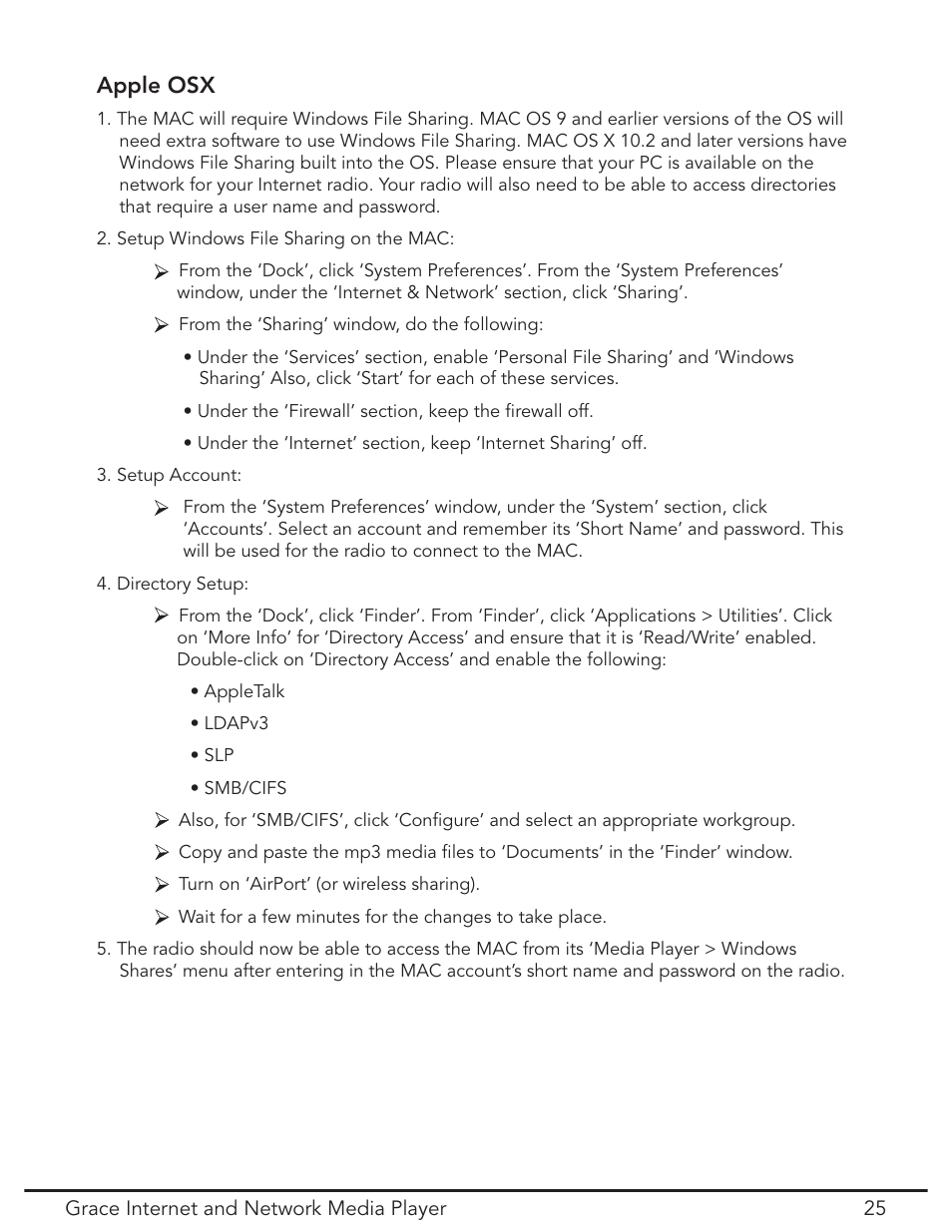 Apple osx | Grace Digital GDI-IR3020 User Manual | Page 25 / 44
