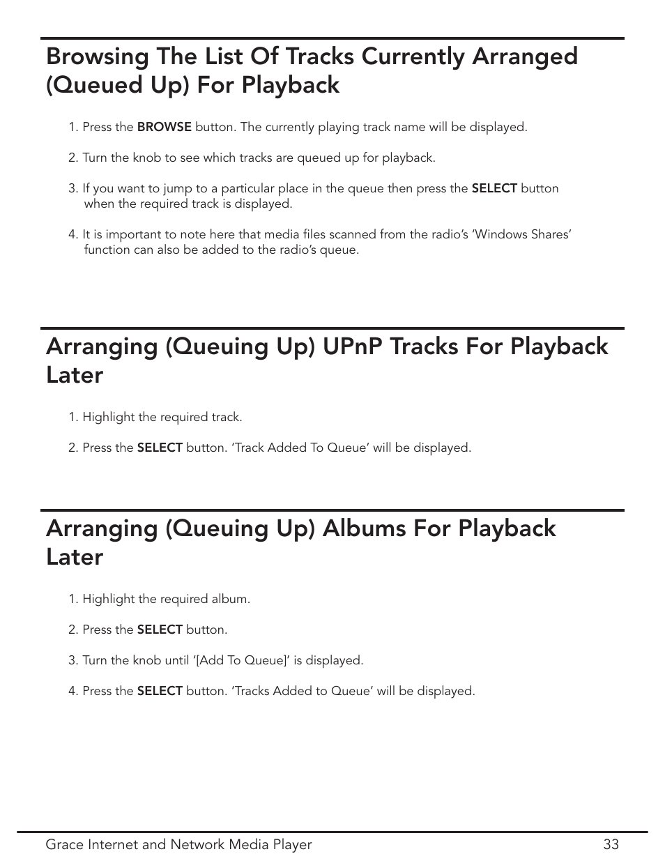 Arranging (queuing up) albums for playback later | Grace Digital GDI-IR3020 User Manual | Page 33 / 44