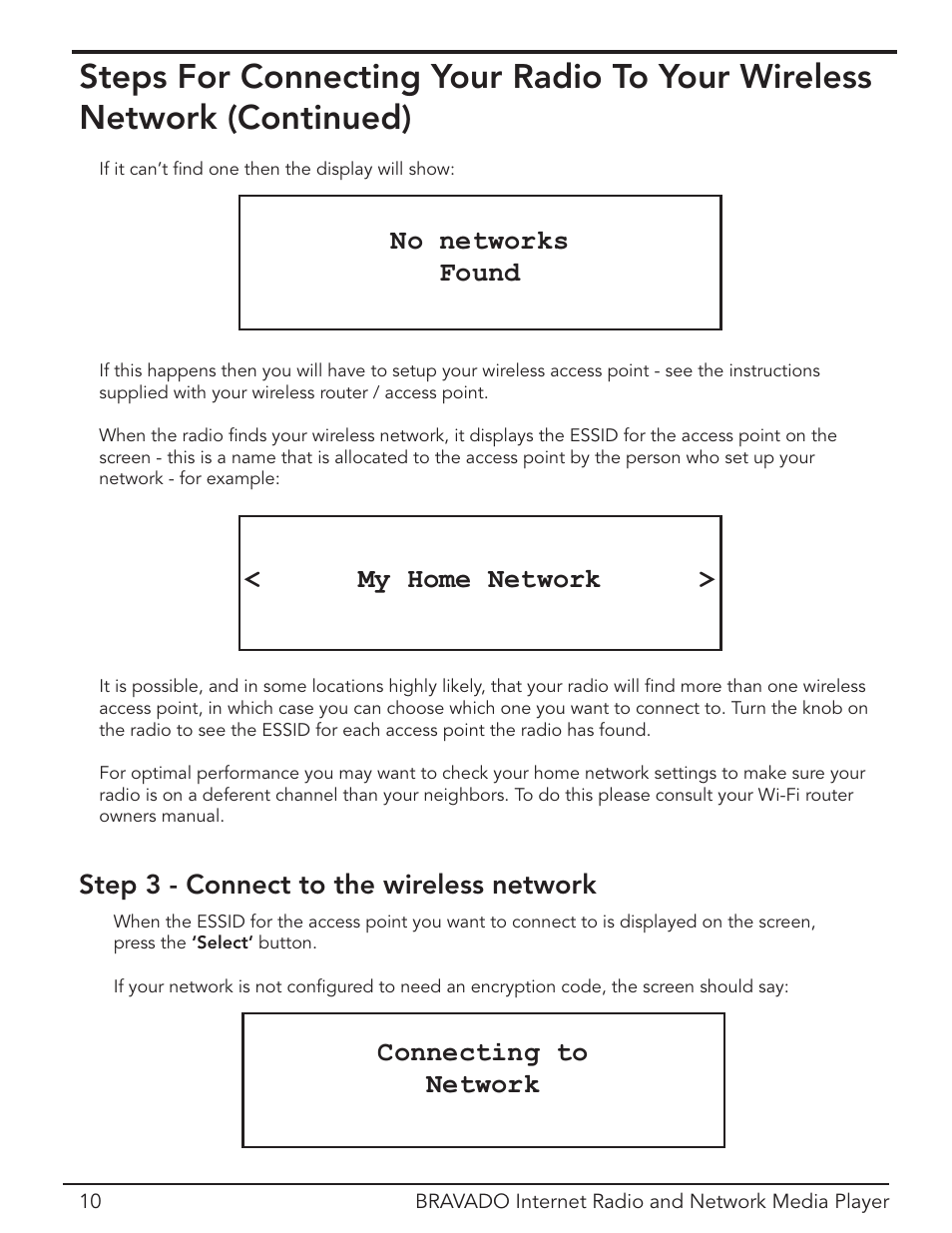 No networks found, My home network | Grace Digital Bravado GDI-IRD4400M User Manual | Page 10 / 48