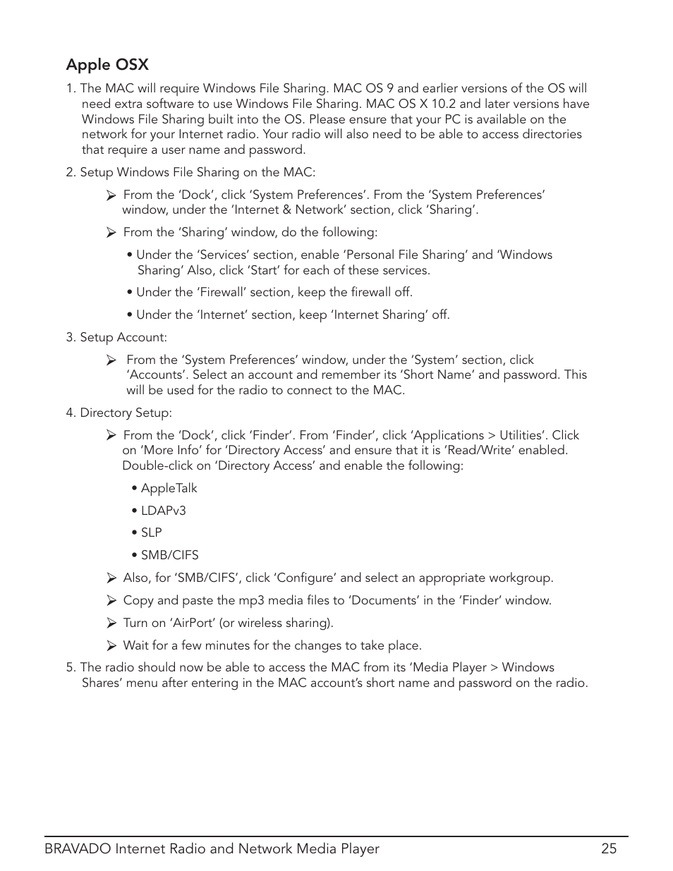 Apple osx | Grace Digital Bravado GDI-IRD4400M User Manual | Page 25 / 48