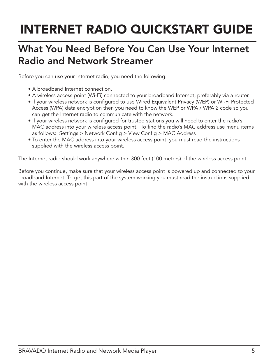 Internet radio quick start guide, Internet radio quickstart guide | Grace Digital Bravado GDI-IRD4400M User Manual | Page 5 / 48
