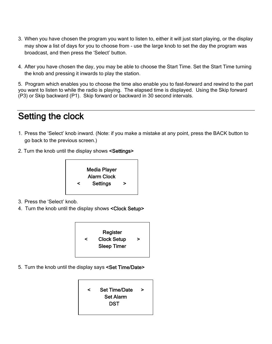 Setting the clock | Grace Digital SOLO GDI-IRA500 User Manual | Page 22 / 51